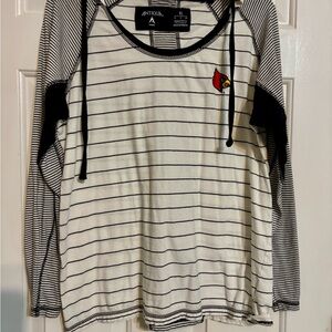 University of Louisville Cardinals Women's XL Striped Hoodie - Black and White